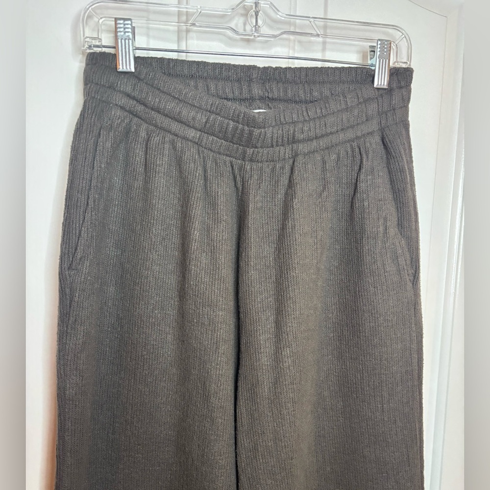 NWOT ZARA Ribbed soft Casual Brown Wide-Leg Pants pullon size S - Picture 2 of 9